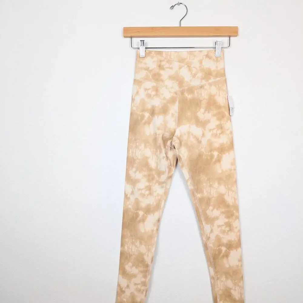 NWT GAP Fit Teen Neutral Tie Dye Cross Over Leggings Size Girl's 12
